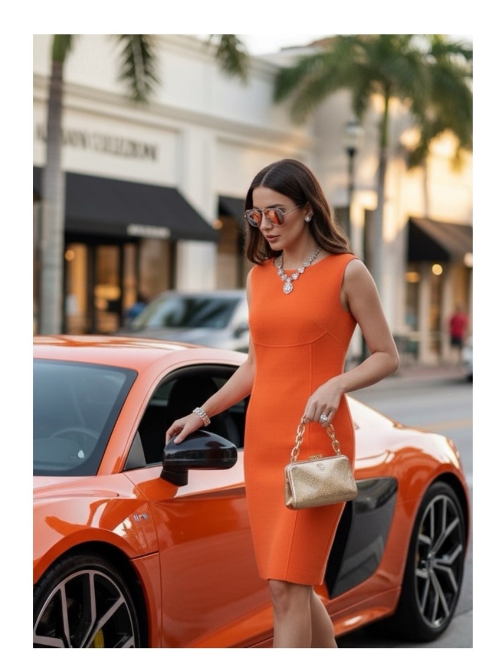 new Armani Collezioni 𖦹 Sleeveless Sheath Mini Dress 𖦹 Tangerine Coral 𖦹 4 US